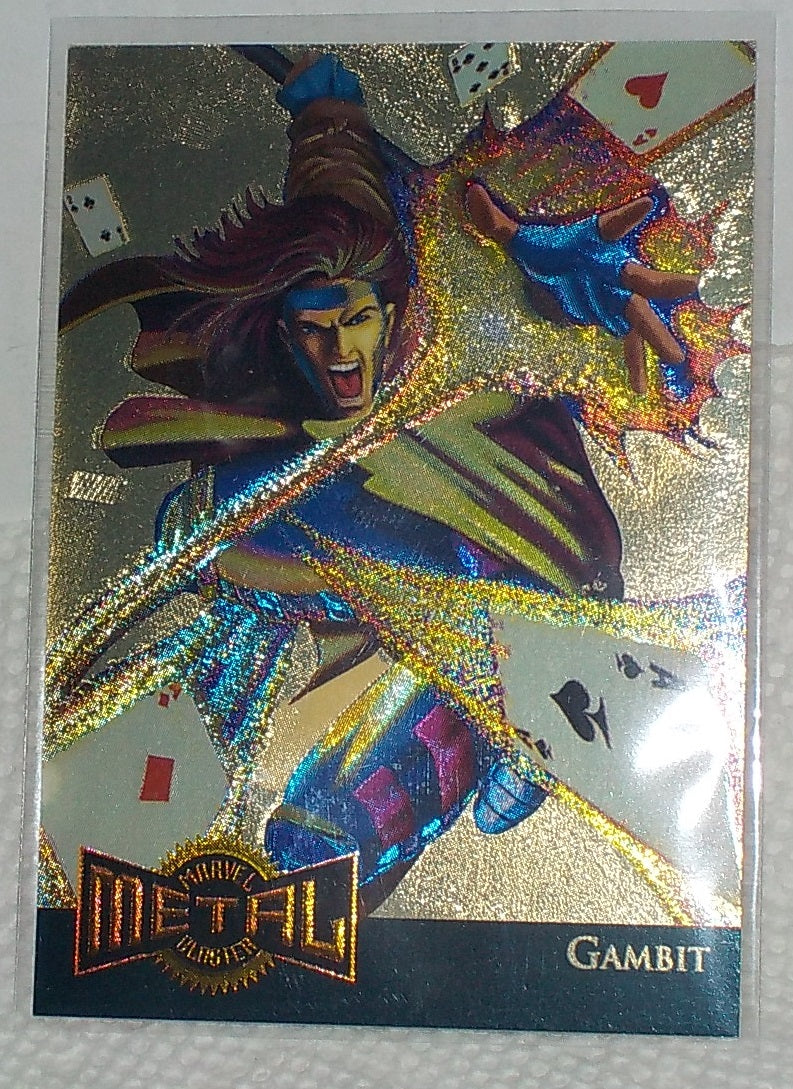 1995 Marvel Metal Gold Blaster card # 4 of 18 Gambit – Grants