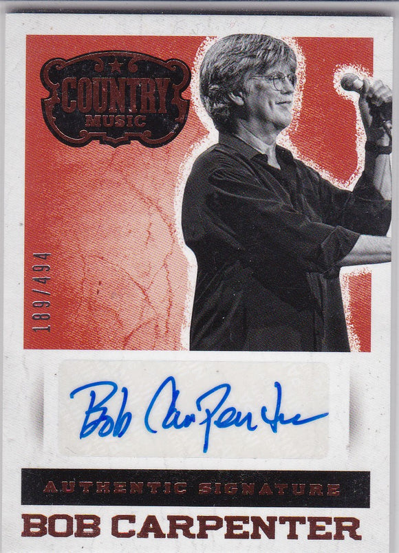 Bob Carpenter 2014 Panini Country Music Autograph card S-BC #d 189/494