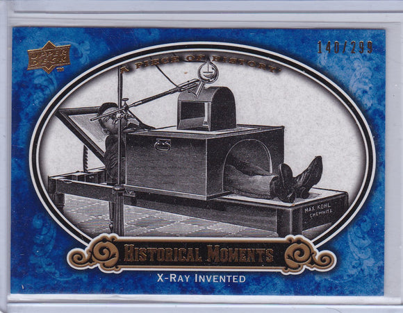 2009 A Piece Of History Baseball card #185 X-Ray Invented Blue #d 140/299