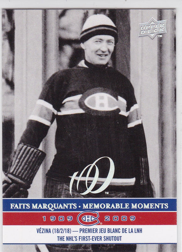 Georges Vezina 2008-09 Upper Deck Montreal Canadiens Centennial card #287