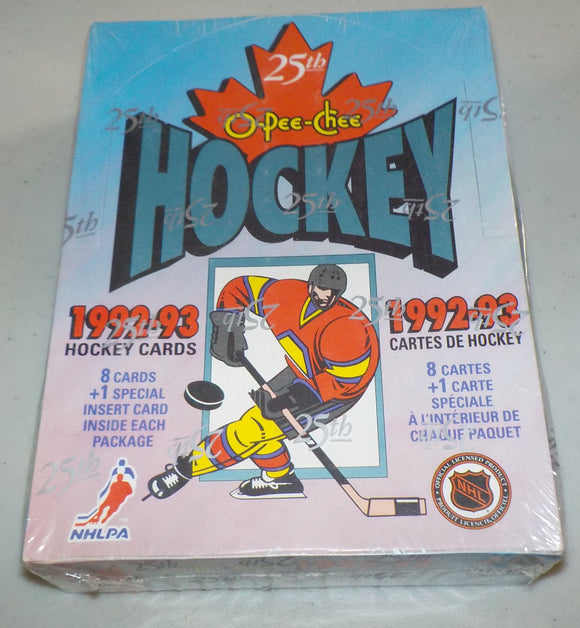 1992-93 O-Pee-Chee Hockey 25th Anniversary Factory Sealed 36 Pack Box