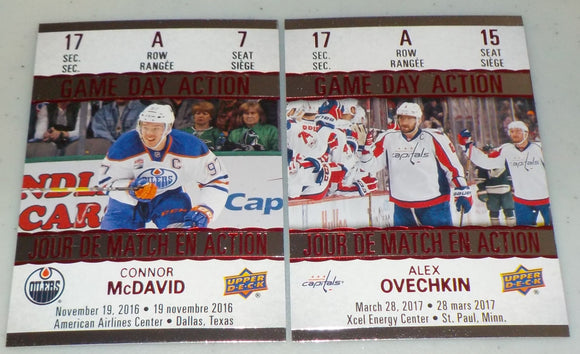 2017-18 Tim Hortons Game Day Action cards Choose Your Numbers from the list