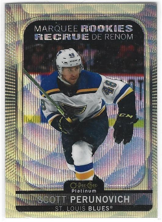 Scott Perunovich 2021-22 OPC Platinum Neon Yellow Surge Rookie card #288