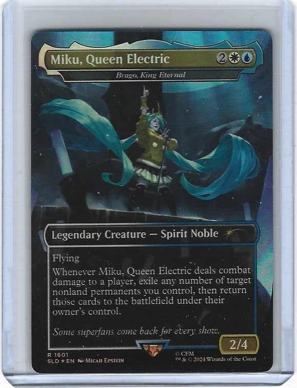 Magic The Gathering Secret Lair Hatsune Miku Miku, Queen Electric Brago King Eternal Rainbow Foil R 1601 MTG