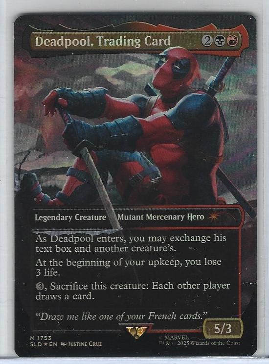 Magic The Gathering Secret Lair Deadpool, Trading Card Rainbow Foil R 1753 MTG