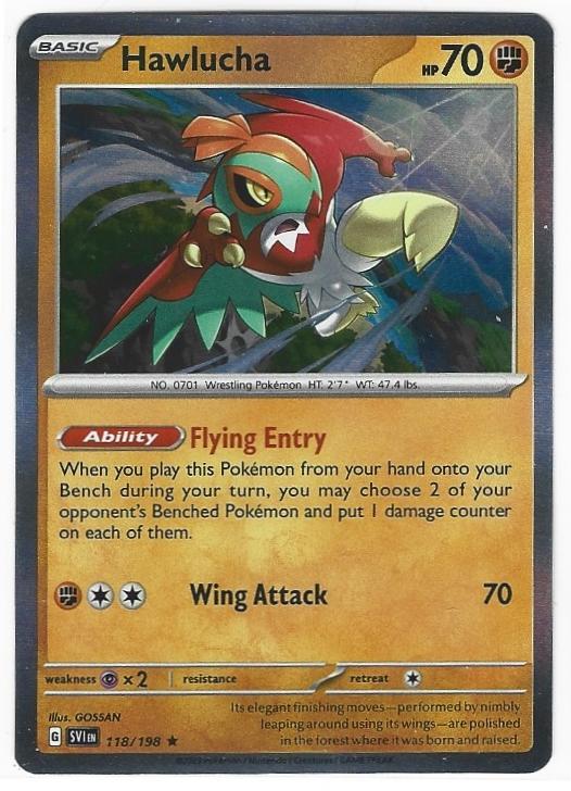 Pokémon TCG Hawlucha Scarlet & Violet Holo Rare 118/198