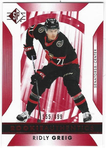 Ridly Greig 2023-24 SP Hockey Authentic Rookies #106 Red #d 555/899