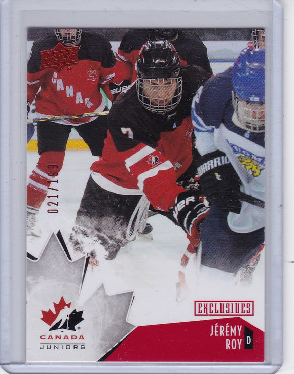 Jeremy Roy 2015-16 Team Canada Juniors card 13 Red Exclusives #d 021/199
