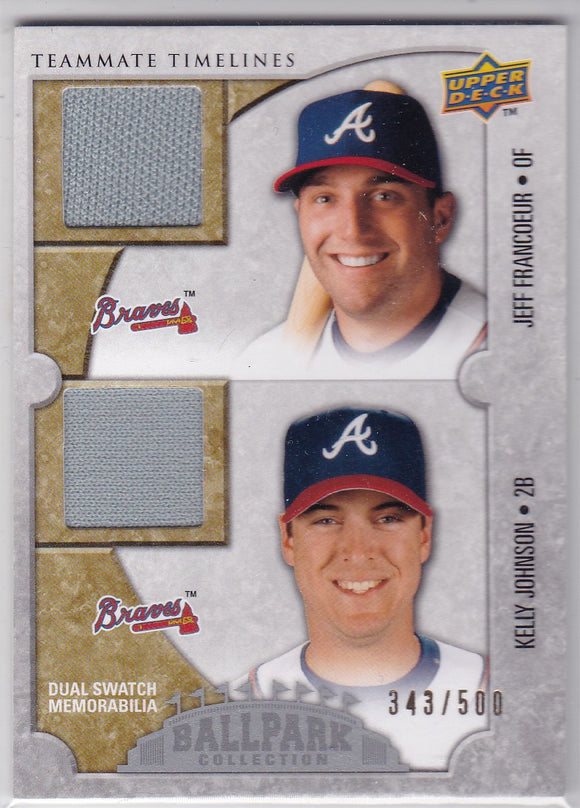 K Johnson J Francour 2008 Ballpark Collection Jersey card 168 #d 343/500