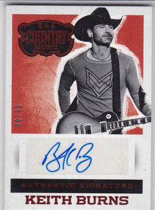 Keith Burns 2014 Panini Country Music Autograph card S-KB Red #d 50/99