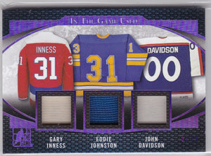 Gary Inness Eddie Johnston John Davidson 2017 In The Game Used Triple Relic GU3-16 #d 5/12