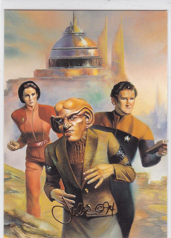 1994 Star Trek Master Series Crew Triptychs Insert card DS9 Crew F8