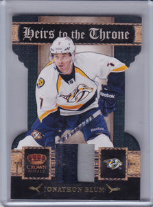 Jonathon Blum 2011-12 Crown Royale Heirs To The Ice Patch card #21 #d 38/50