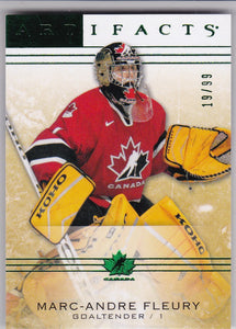 Marc-Andre Fleury 2014-15 Artifacts Team Canada card 102 Emerald Green #d 19/99