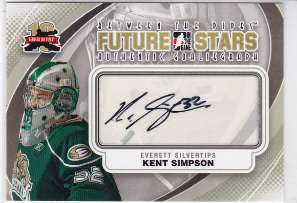 Kent Simpson 2011-12 Between The Pipes Future Stars Autograph card A-KS