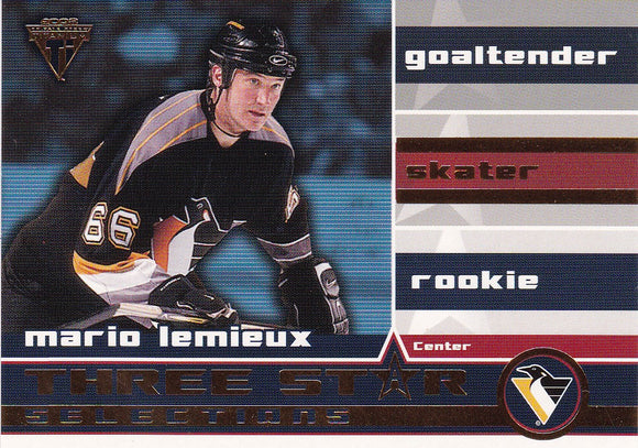 Mario Lemieux 2001-02 Titanium Three-Star Selections insert card #18