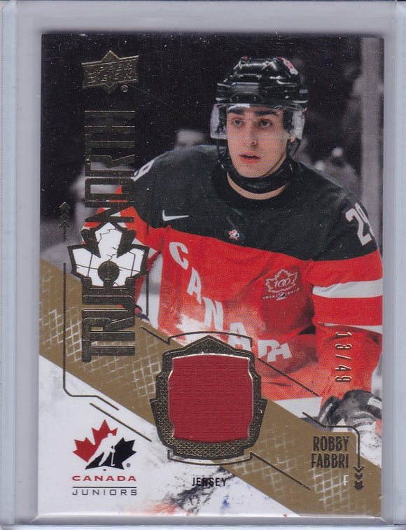 Robby Fabbri 2015-16 Team Canada Juniors True North Jersey card TN-RF Gold #d 13/49