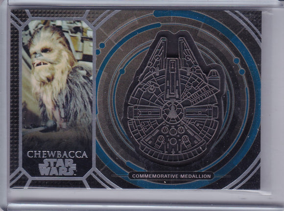 2017 Topps Star Wars 40th Anniversary Chewbacca Medallion card MMC-2 Blue 10/40