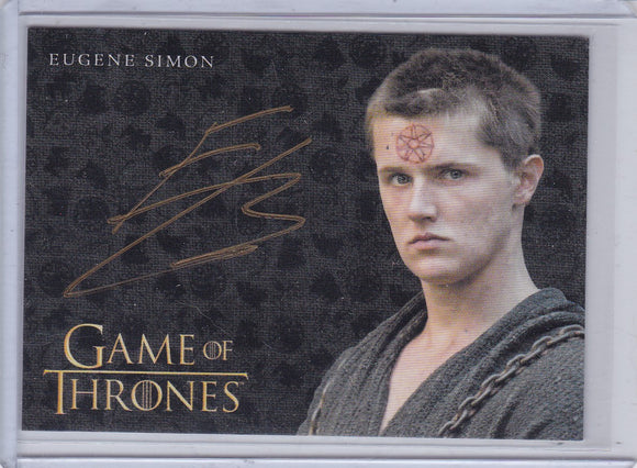 Game Of Thrones Valyrian Steel Eugene Simon as Lancel Gold Autograph card