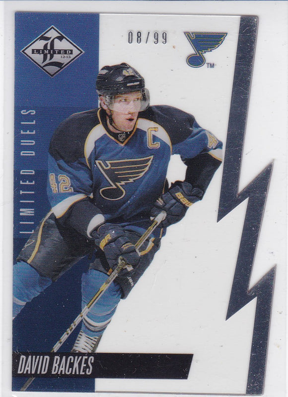 David Backes 2012-13 Limited - Limited Duels Die Cut card LD-14A #d 08/99
