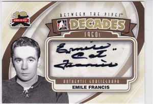 Emile "Cat" Francis 2011-12 Between The Pipes Decades 1950s Autograph card A-EF