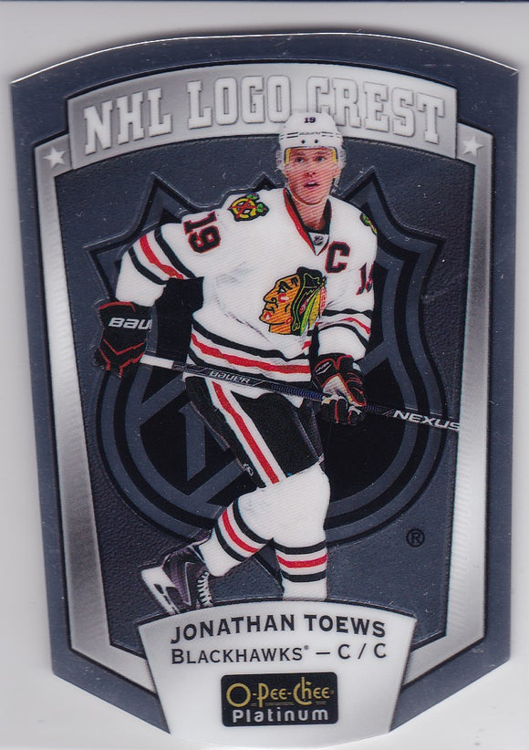Jonathan Toews 2016-17 O-Pee-Chee Platinum NHL Logo Crest card NHLLD-13