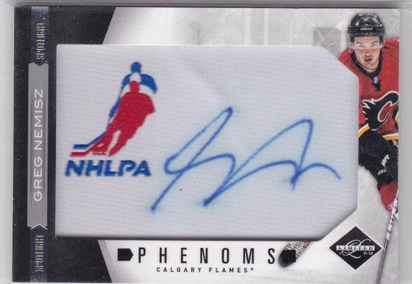 Greg Nemisz 2012-13 Limited Phenoms Autograph card 207 Spotlight #d 21/49