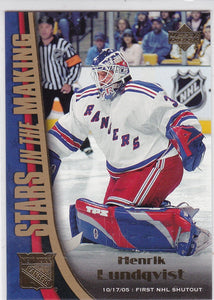 Henrik Lundqvist 2005-06 Upper Deck Stars in the Making card SM6