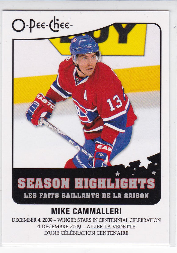Mike Cammalleri 2010-11 O-Pee-Chee Season Highlights card SH-4