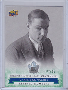 Charlie Conacher 2017-18 Toronto Maple Leafs Centennial RN card #128 Green #d 02/25