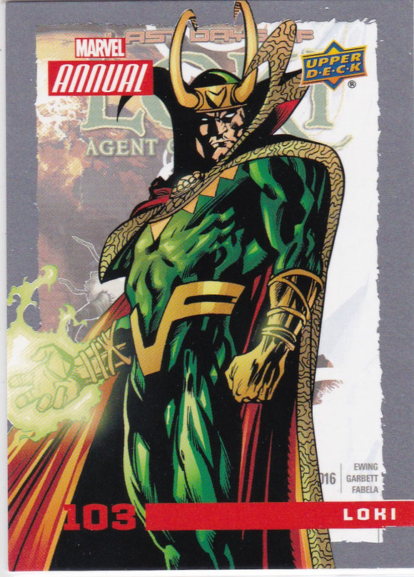 2016 Marvel Annual Base SP card #103 Loki