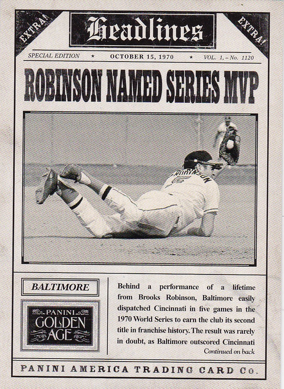 2013 Golden Age Headlines Insert card #5 Robinson Named Series MVP