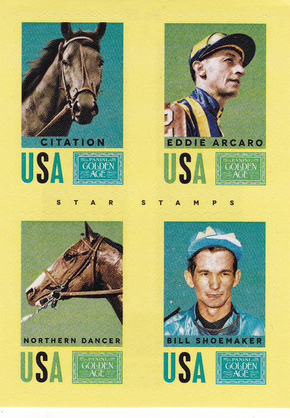 2014 Golden Age Star Stamps Insert #17 Citation Eddie Arcaro Northern Dancer Bill Shoemaker