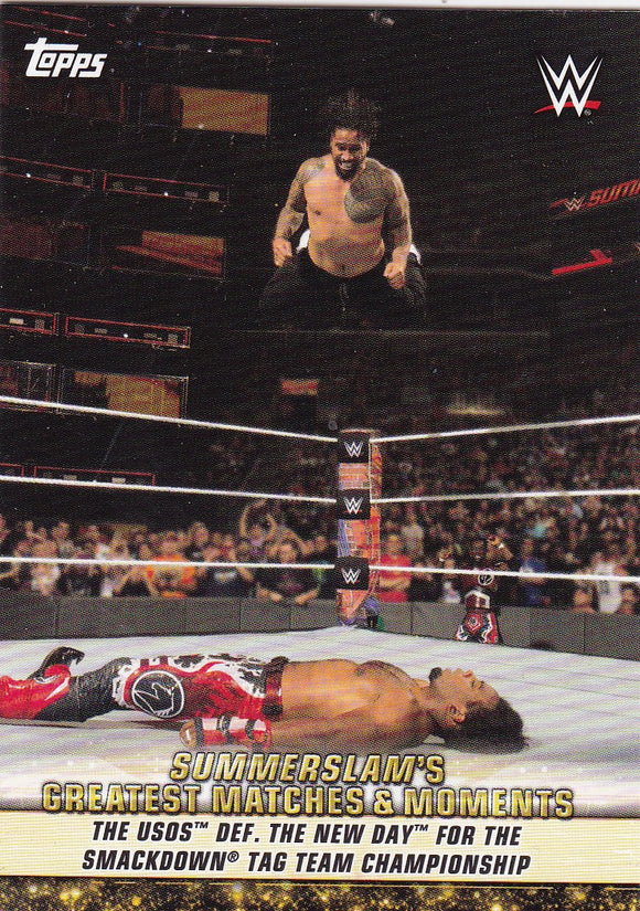 2019 Topps WWE SummerSlam Matches & Moments card GM-40 The Usos def. The New Day