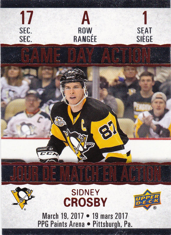 Sidney Crosby 2017-18 Tim Hortons Game Day Action card GDA-1