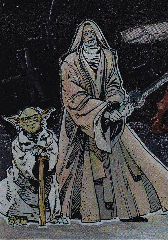 1993 Star Wars Galaxy 1 Etched Foil card # 5 of 6 Yoda Obi-Wan