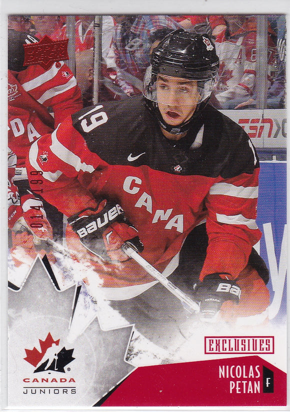 Nicolas Petan 2015-16 Team Canada Juniors card 87 Red Exclusives #d 014/199
