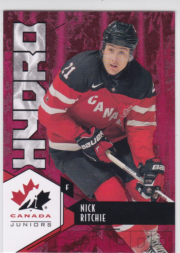 Nick Ritchie 2015-16 Upper Deck Team Canada Juniors Hydro card H-44 Red Parallel