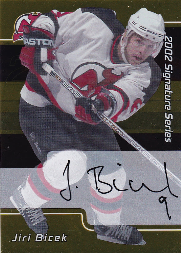 Jiri Bicek 2001-02 Be A Player Signature Series Autograph Gold card #239
