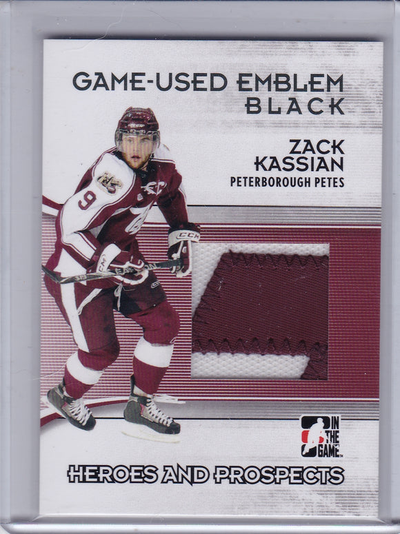 Zack Kassian 2009-10 ITG Heroes and Prospects Game Used Emblem card M-24 /6