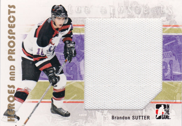 Brandon Sutter 2007-08 ITG Heroes and Prospects Top Jersey card #120