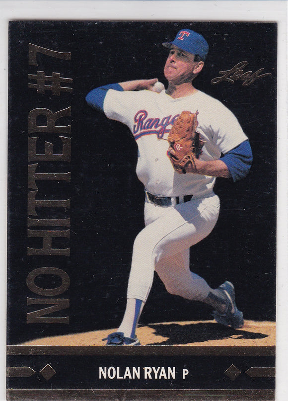 Nolan Ryan 1991 Leaf Baseball Gold Leaf Rookies Bonus card BC25 No Hitter #7
