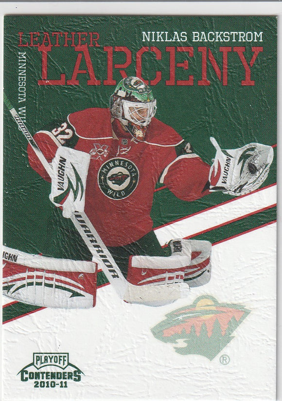 Niklas Backstrom 2010-11 Playoff Contenders Leather Larceny card #14