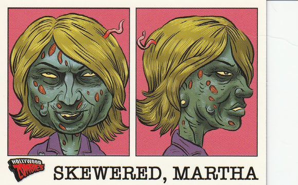 Topps Hollywood Zombies Glow-In-The-Dark Mug Shots card 5 Martha Skewered