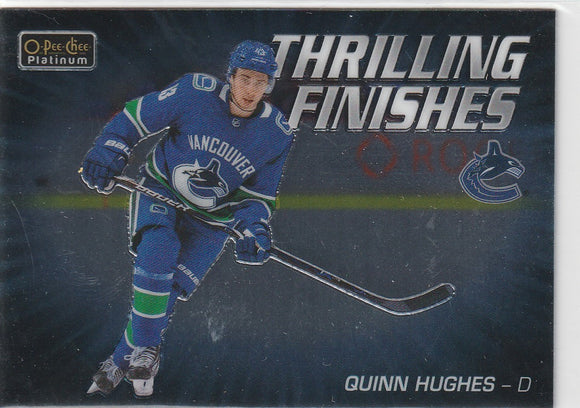 Quinn Hughes 2019-20 O-Pee-Chee Platinum Thrilling Finishes card TF-23