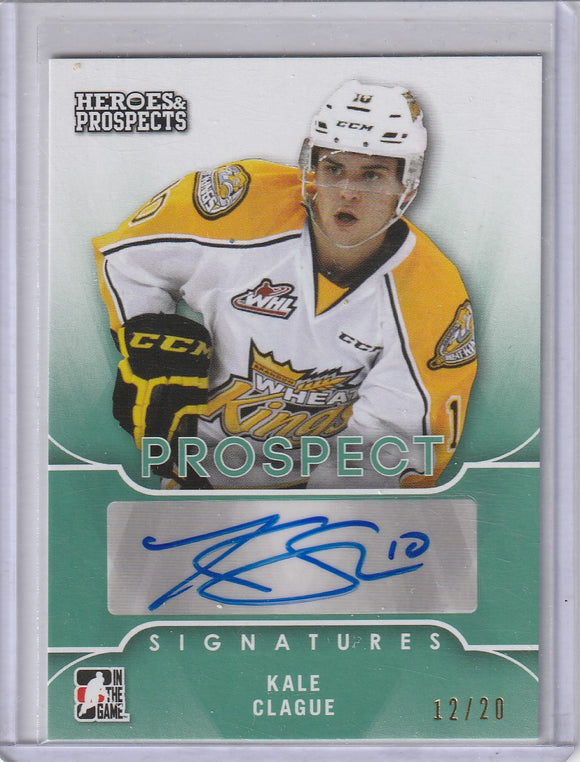 Kale Clague 2015-16 ITG Heroes and Prospects Autograph PS-KC1 Emerald 12/20
