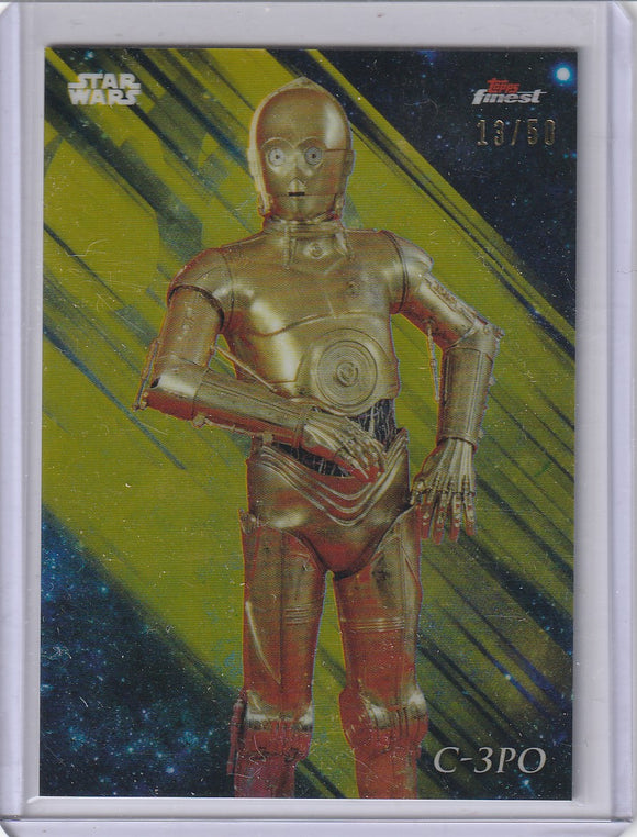 2018 Star Wars Finest card #16 C-3PO Gold Refractor #d 13/50