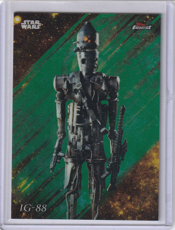 2018 Star Wars Finest card #48 IG-88 Green Refractor #d 28/99