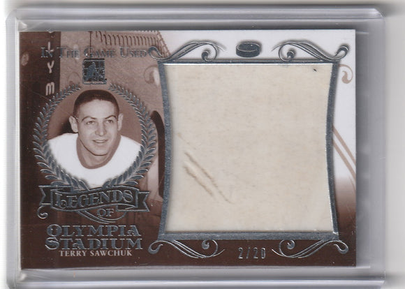 Terry Sawchuk 2016 In The Game Used Legends of Olympia Stadium Relic #d 2/20