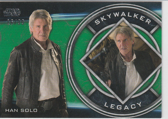 Topps Star Wars Skywalker Saga Skywalker Legacy FT-9 Han Solo Green #d 18/99